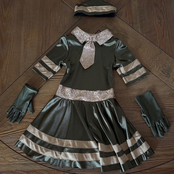 Revolution Olive and Gold Army Military Kids Dance Costume - Picture 1 of 8